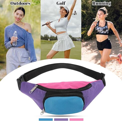 مجموعة فاني نيون راف فاني من الثمانينيات مع جيبين، وحقائب خصر بحزام ريترو للنساء والرجال، وإكسسوارات ملونة من الثمانينيات بالإضافة إلى حقيبة حزام بحجم كبير للركض والسفر وحفلات العطلات والمهرجانات in Kuwait