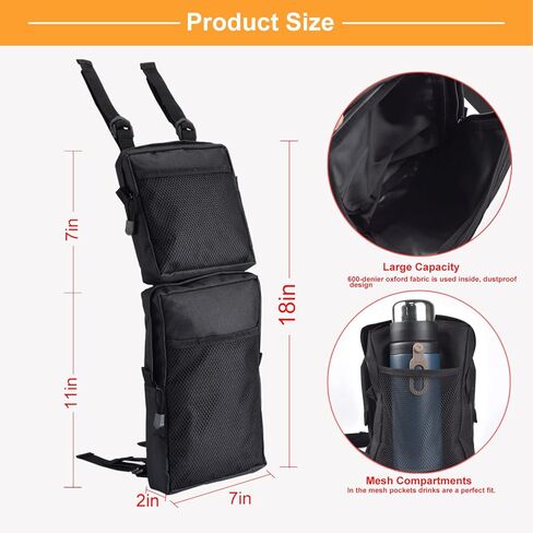 ATV Fender Bags, 2-Pack Motorcycle Tank Saddlebags, Universal Rear Storage Tool Bags for UTV Dirt Bike (Black) in Saudi Arabia