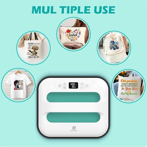 ماكينة ضغط حراري مقاس 12 × 10 بوصة، ماكينة ضغط حراري محمولة وسهلة (أبيض) in Kuwait