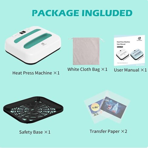 ماكينة ضغط حراري مقاس 12 × 10 بوصة، ماكينة ضغط حراري محمولة وسهلة (أبيض) in Kuwait