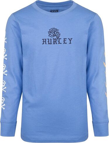Hurley Boys' Long Sleeve Graphic T-Shirt, Black/Stack, 7 in Kuwait