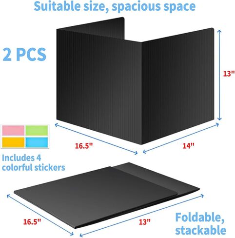2 Pack Black Desk Dividers for Students, Waterproof Plastic Study Boards, Durable Exam Dividers, Classroom Privacy Shields, Student Privacy Folders, Perfect for School Supplies in Saudi Arabia