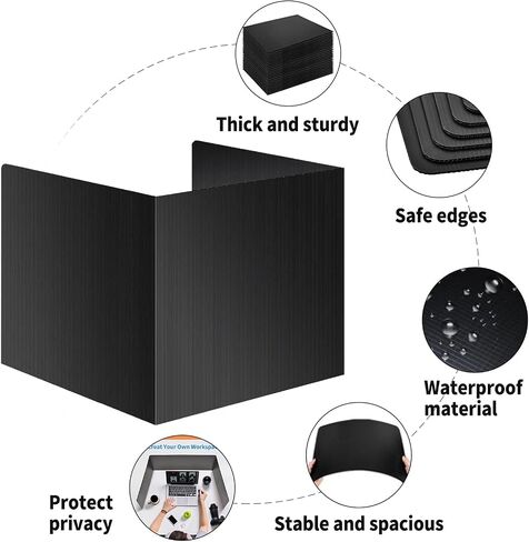 2 Pack Black Desk Dividers for Students, Waterproof Plastic Study Boards, Durable Exam Dividers, Classroom Privacy Shields, Student Privacy Folders, Perfect for School Supplies in Saudi Arabia
