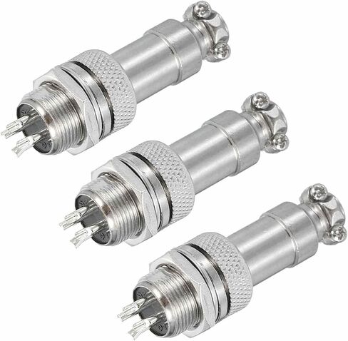 MECCANIXITY 3Pcs 3 Pin GX12 Aviation Connector 125V 5A 16mm Socket Metal Circular Plug Connector with Male Female Plug for Trailers, Drones, Industrial Equipment, Silver in Saudi Arabia