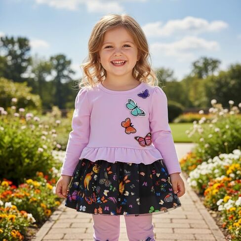 Yao Infant Little Baby Girls Clothing Set 2 Pieces Set Long Sleeve T Shirt and Skirt Pants in Saudi Arabia