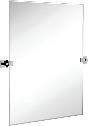 Hamilton Hills 24x36 inch Pivot Wall Mirror Including Matte Black Squared Wall Brackets | Frameless Bathroom Mirror | Rectangular Adjustable & Tilting Vanity | Modern Farmhouse Wall-Mounted Mirrors in Kuwait