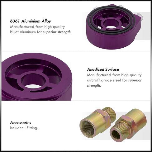 AJP Distributors Universal JDM Anodized Purple M20 X 1.5 Aluminum Oil Gauge Filter Adapter Sandwich Plate Set in Saudi Arabia