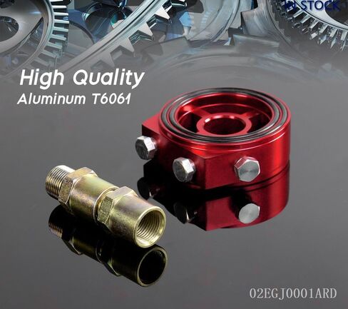 PIT66 Universal M20 X 1.5 Racing Sport Aluminum Oil/Gauge Filter Sandwich Adapter Plate Kit Red in Saudi Arabia