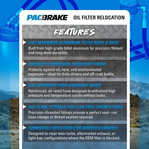 طقم نقل فلتر الزيت Pacbrake HP10594 يناسب محرك Cummins 2019-2024 RAM 2500/3500 6.7L (1-16 خيوط فلتر زيت UN) | سهلة التركيب | البناء الثقيل | المكونات متضمنة in Saudi Arabia