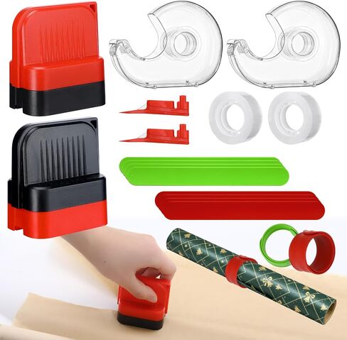 12pcs Gift Wrapping Paper Cutter Tools Including 2 Wrapping Paper Cutter with Wheels, 2 Tape Dispenser Dual Use with Tapes, 8 Roll Holders for Christmas Gift Organization and Giving Home Office in Saudi Arabia