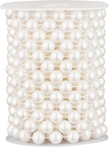 12mm Pearl Garland, 23 Feet Faux Pearl Garland Spool Roll for Wedding Centerpiece Backdrop Christmas Tree and Flowers Decoration DIY Craft (White) in Saudi Arabia