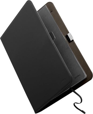 Orbitkey Compendium – Premium Vegan Leather & Recycled Fabric – Leather-Free Notebook Cover - Elastic Cord Closure, Hidden Card Slots & Pen Holder – Professional Organizer & Document Folio (Black, A4) in Saudi Arabia