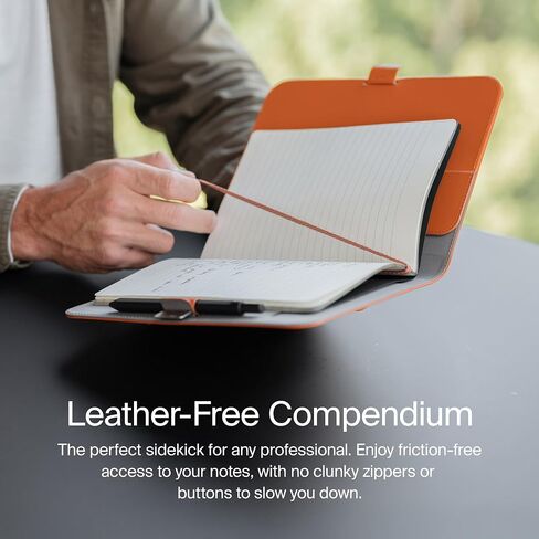 Orbitkey Compendium – Premium Vegan Leather & Recycled Fabric – Leather-Free Notebook Cover - Elastic Cord Closure, Hidden Card Slots & Pen Holder – Professional Organizer & Document Folio (Black, A4) in Saudi Arabia