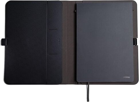 Orbitkey Compendium – Premium Vegan Leather & Recycled Fabric – Leather-Free Notebook Cover - Elastic Cord Closure, Hidden Card Slots & Pen Holder – Professional Organizer & Document Folio (Black, A4) in Saudi Arabia