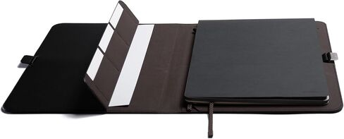 Orbitkey Compendium – Premium Vegan Leather & Recycled Fabric – Leather-Free Notebook Cover - Elastic Cord Closure, Hidden Card Slots & Pen Holder – Professional Organizer & Document Folio (Black, A4) in Saudi Arabia