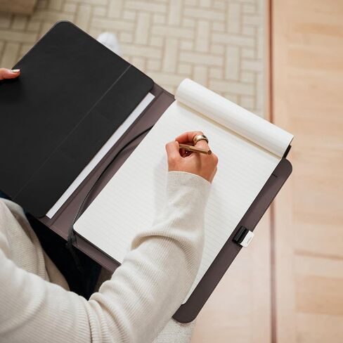 Orbitkey Compendium – Premium Vegan Leather & Recycled Fabric – Leather-Free Notebook Cover - Elastic Cord Closure, Hidden Card Slots & Pen Holder – Professional Organizer & Document Folio (Black, A4) in Saudi Arabia