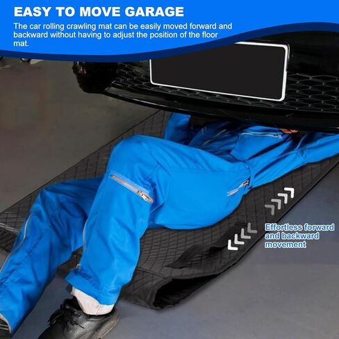 سجادة زاحفة متدحرجة، 60 بوصة × 28 بوصة تحت سجادة إصلاح السيارة مع حقيبة تخزين، سجادة ميكانيكية محمولة لتخليص منخفض تعمل على الأسطح غير المستوية، زاحف سيارات أسود in Kuwait