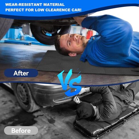 سجادة زاحفة متدحرجة، 60 بوصة × 28 بوصة تحت سجادة إصلاح السيارة مع حقيبة تخزين، سجادة ميكانيكية محمولة لتخليص منخفض تعمل على الأسطح غير المستوية، زاحف سيارات أسود in Kuwait