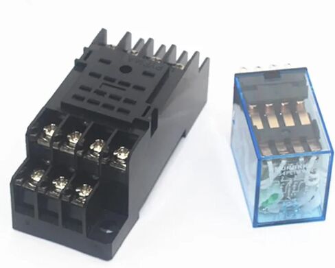 MY4NJ HH54P Miniature Electromagnetic Relay with Base, 5A General Purpose, Transparent Blue Housing (AC380V) in Kuwait