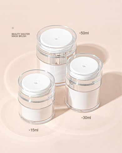 4 Pcs Airless Pump Jar With Labels, Refillable Cream Jar Vacuum Bottle Travel Size Empty Container for Cream and Lotion(Side Discharged) (2 pcs 1oz, 2 pcs 0.5oz) in Saudi Arabia