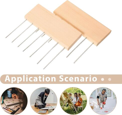 Generic 4 قطع مكشطة طلاء مزخرفة: مشط أداة طلاء رخامي مائي بمقبض خشبي - ملحقات طلاء للفنانين نمط تجريدي فني سائل in Kuwait