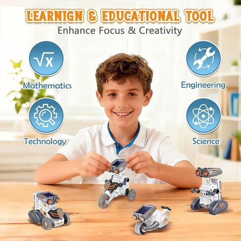 روبوت يعمل بالطاقة الشمسية 14 في 1، مجموعات بناء روبوت STEM للأطفال من عمر 8 إلى 12 عامًا، مجموعة روبوتية تعمل بالطاقة الشمسية والبطارية لهدايا عيد ميلاد الأطفال مع 191 قطعة in Kuwait