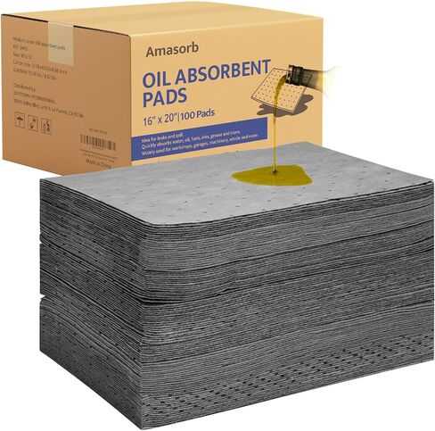 Oil Absorbent Pads - 15.8 x 19.7 Inch-Universal Leak, Drip, and Spill Control, Garage Absorbent Mat for Oil Water, Ideal for Extra-Heavy Spills 100 Pcs in Saudi Arabia