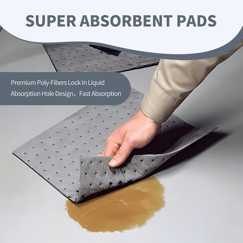 Oil Absorbent Pads - 15.8 x 19.7 Inch-Universal Leak, Drip, and Spill Control, Garage Absorbent Mat for Oil Water, Ideal for Extra-Heavy Spills 100 Pcs in Saudi Arabia