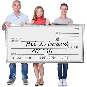 40" x 16" Giant Big Blank Check - Folded Oversized Reusable Dry Erase Fake Check for Presentations, Awards, Raffles & Events | Perfect for Endowments, Rewards, Winners & Celebrations in Saudi Arabia
