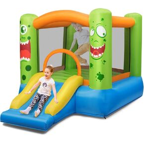 HONEY JOY منزل قفز قابل للنفخ، نفخ القمر للأطفال مع شريحة، منطقة ثاب عملاقة، حفرة كرة المحيط، حافة كرة السلة، أوتاد، قلعة نطاط للقفز للأماكن الداخلية والخارجية (مع منفاخ 480 وات) in Kuwait