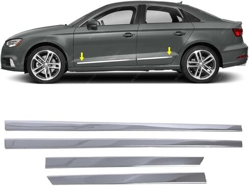 MELEXI كروم باب جانبي MOLDING 4 أبواب S.Steel متوافق مع Audi A3 سيدان 2015 إلى 2020 in Kuwait
