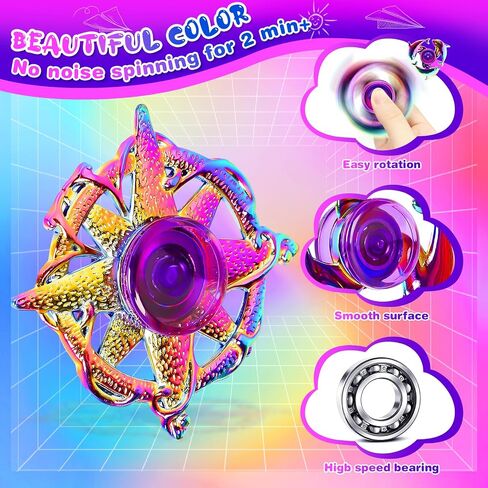 6 Pack Metal Fidget Spinner for Kids and Adults, Fidget Toys for Focus, Stress Relief, ADHD & Anxiety, Sensory Fidget Set for Christmas Stocking Stuffers Gifts in Kuwait