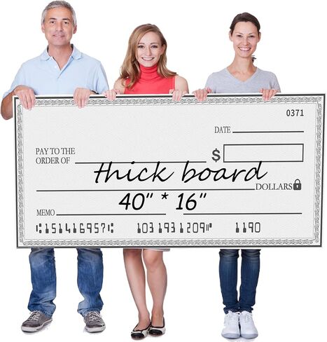 40" x 16" Giant Big Blank Check - Folded Oversized Reusable Dry Erase Fake Check for Presentations, Awards, Raffles & Events | Perfect for Endowments, Rewards, Winners & Celebrations in Saudi Arabia