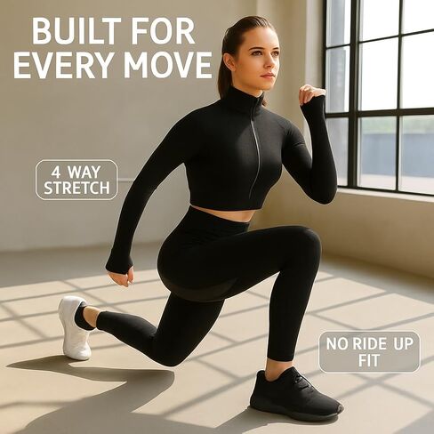 CORPOAMOR Women's 3 PC Seamless Gym Clothing Workout Outfit with Jacket Bra & Leggings Set in Saudi Arabia