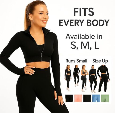 CORPOAMOR Women's 3 PC Seamless Gym Clothing Workout Outfit with Jacket Bra & Leggings Set in Saudi Arabia