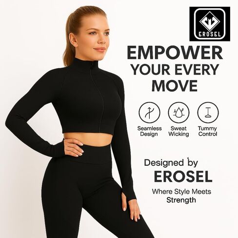 CORPOAMOR Women's 3 PC Seamless Gym Clothing Workout Outfit with Jacket Bra & Leggings Set in Saudi Arabia