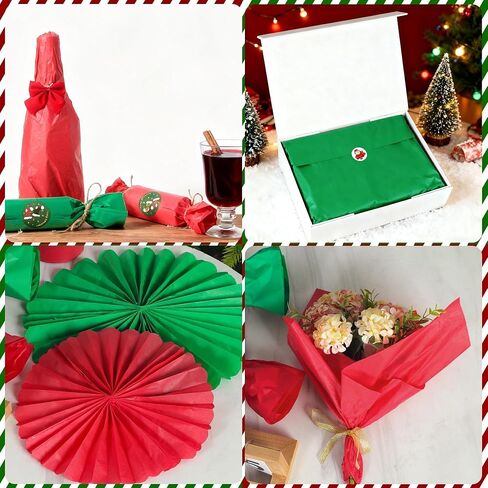 100 ورقة مناديل عيد الميلاد السائبة، 20 بوصة × 20 مناديل تغليف هدايا العيد لحقائب الهدايا، ورق تغليف معدني للصناديق DIY الحرف اليدوية ديكور عيد الميلاد in Kuwait