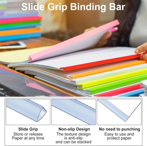 PATIKIL 30Pcs Binding Bars, 10x10mm Binding Bars Slide Grip 70 Sheets Capacity A4 Size Report Binder Presentation Binder for Study Office Report Cover Resume, Transparent Green in Saudi Arabia