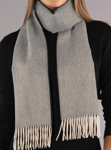 Inca Fashions - Herringbone Alpaca Scarf - 100% Baby Alpaca (Dove Gray Herringbone) in Kuwait