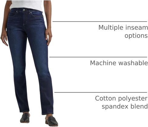بنطلون جينز نسائي مستقيم الساق بتناسق منتظم و حركة مرنة من LEE in Kuwait