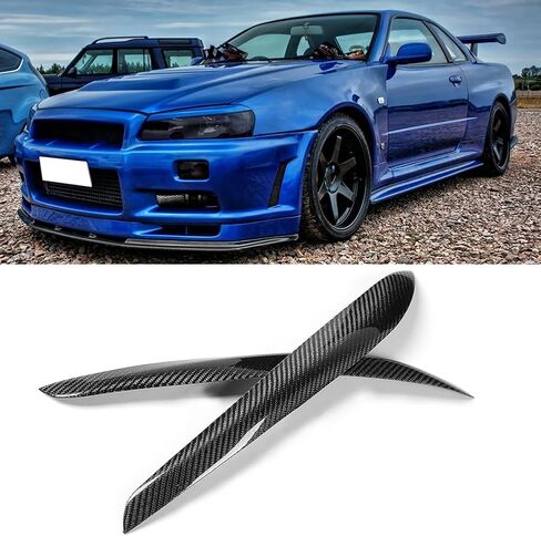 ألياف الكربون الجافة المصباح الحاجب الجفون ضوء لاصق ذاتي ل Skyline R34 GTR 99-02 in Kuwait