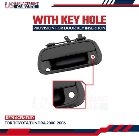 مقبض الباب الخلفي الجديد لما بعد البيع باللون الأسود المجهز لسيارة Toyota Tundra 2000-2006 مع فتحة الكاميرا يحل محل OE 690900C030C0-PFM in Kuwait