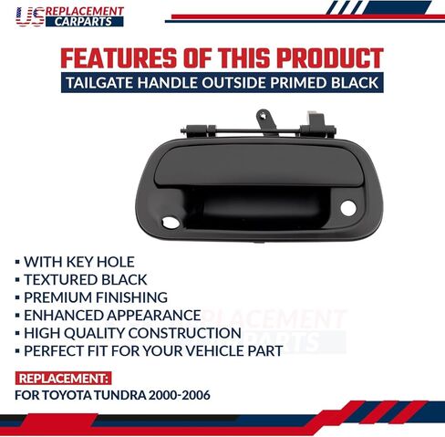 مقبض الباب الخلفي الجديد لما بعد البيع باللون الأسود المجهز لسيارة Toyota Tundra 2000-2006 مع فتحة الكاميرا يحل محل OE 690900C030C0-PFM in Kuwait