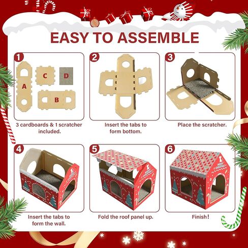 بيت القطط من الورق المقوى لعيد الميلاد من ويسترن هوم، بيوت القطط للقطط الداخلية مع وسادة خدش، بيت من الورق المقوى الفاخر لزينة عيد الميلاد in Kuwait