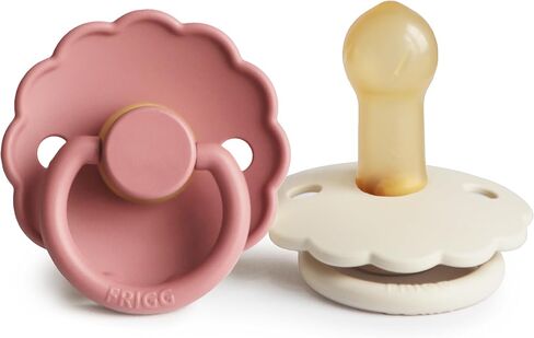 FRIGG Daisy Natural Rubber Baby Pacifier | Made in Denmark | BPA-Free (Dusty Rose/Lily Pad, 0-6 Months) 2-Pack in Saudi Arabia