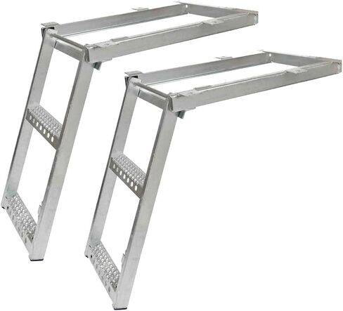 Mytee Products 2 Pack 2 Rung Pull-Out Trailer Step Ladder Folding Truck Step Galvanized Steel Heavy Duty for Use with Trucks, Trailers and RV's in Saudi Arabia
