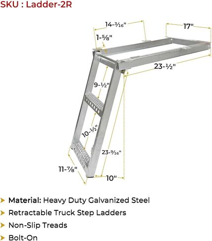 Mytee Products 2 Pack 2 Rung Pull-Out Trailer Step Ladder Folding Truck Step Galvanized Steel Heavy Duty for Use with Trucks, Trailers and RV's in Saudi Arabia