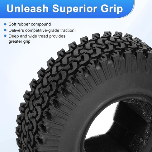 uxcell 2Pcs Rubber Tyre 98 mm OD RC Off Road Climbing Car Tires Wheel 1.9 Inch Crawler Tires B-Type with Sponge Inside for RC Crawler Car TRX4 SCX10 in Saudi Arabia