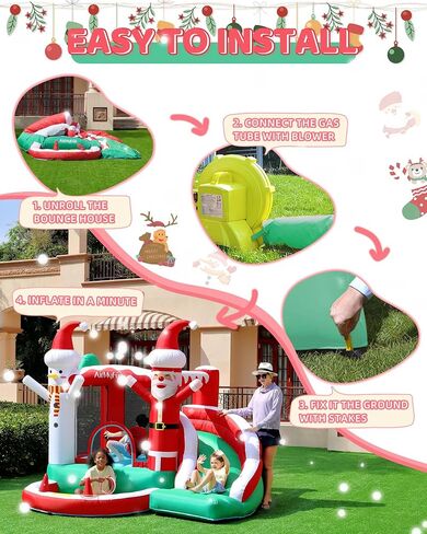 AirMyFun Christmas Theme Inflatable Bounce House, Independent Fan Rapid Expansion - Holiday Fun Magic, let Joy Jump into The House! in Saudi Arabia