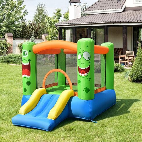 HONEY JOY Inflatable Bounce House, Blow up Moon Bounce for Kids w/Slide, Giant Jumpy Area, Ocean Ball Pit, Basketball Rim, Stakes, Jumping Bouncy Castle for Indoor Outdoor (with 480W Blower) in Saudi Arabia